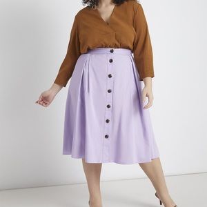 NWOT Eloquii Cotton Midi Skirt with Buttons